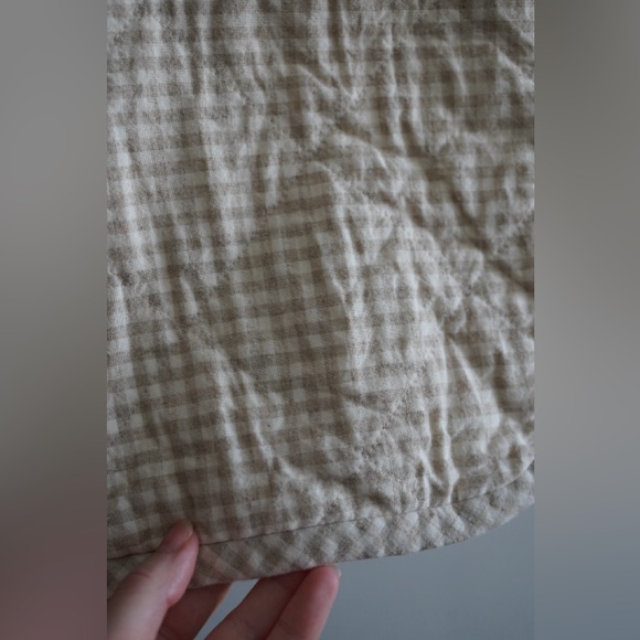 Handmade Reversible Quilted Vest in Tan Gingham/Cream Floral - Picture 5 of 6